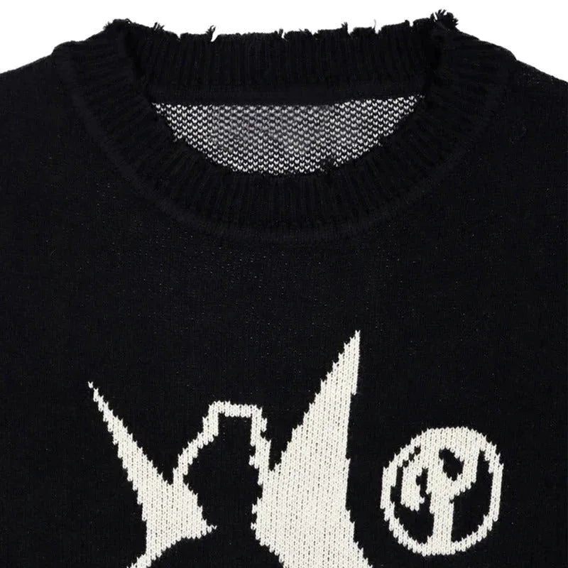 Black Knit -  casual outings - Black Knit Y2K Streetwear for Individual Style