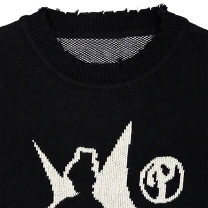 Black Knit -  casual outings - Black Knit Y2K Streetwear for Individual Style