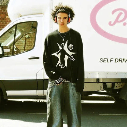 Black Knit - early 2000s fashion - Black Knit Y2K Streetwear for Individual Style