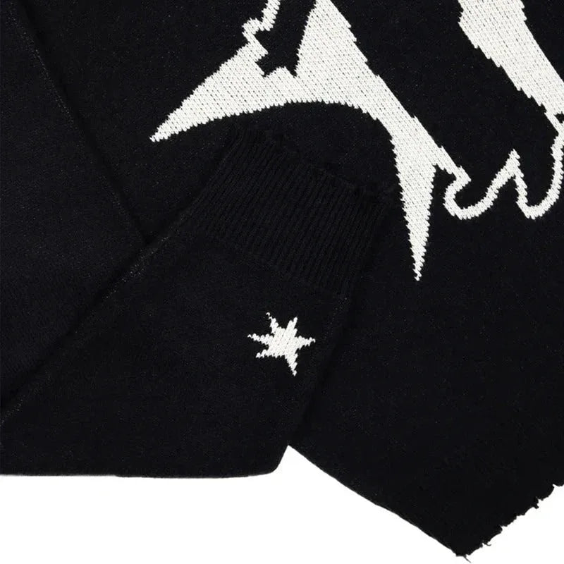 Black Knit -  individuality - Black Knit Y2K Streetwear for Individual Style
