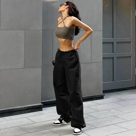 Black parachute pants - parachute pants - Unisex Black Parachute Pants for Comfortable Style