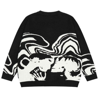 Black skull sweater - black sweater - Stylish Black Skull Sweater for Cold Days