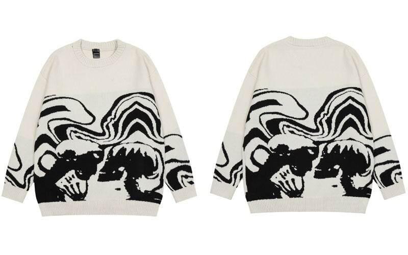 Black skull sweater -  fitted cut sweater - Stylish Black Skull Sweater for Cold Days