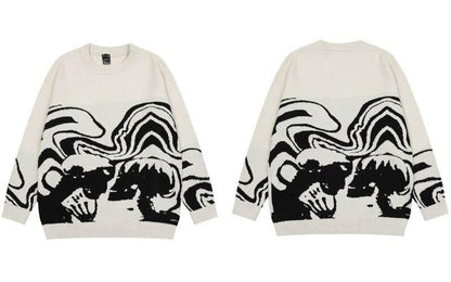 Black skull sweater -  fitted cut sweater - Stylish Black Skull Sweater for Cold Days