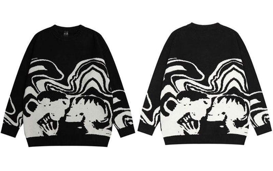 Black skull sweater - skeleton sweater - Stylish Black Skull Sweater for Cold Days