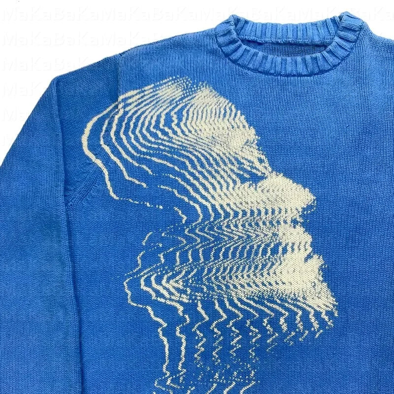 Blue Knit - early 2000s streetwear - Blue Knit Y2K Streetwear for Modern Style