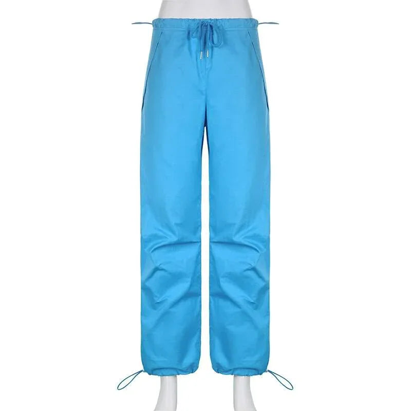 Blue track pants -  y2k style - Comfortable Blue Track Pants for Street Style
