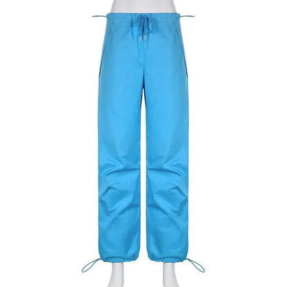 Blue track pants -  y2k style - Comfortable Blue Track Pants for Street Style