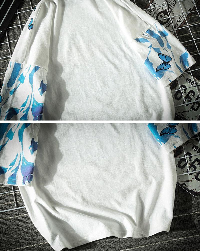 Bold Butterfly Street Style Tee - oversized techwear t-shirt - Oversized Butterfly Print T-Shirt for Street Style