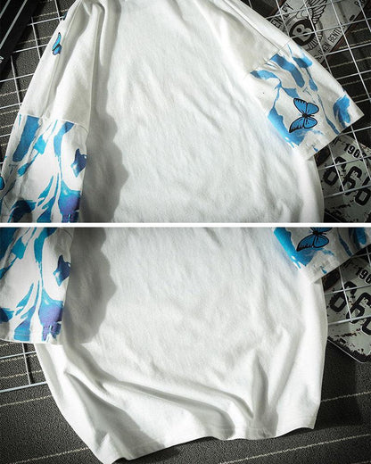 Bold Butterfly Street Style Tee - oversized techwear t-shirt - Oversized Butterfly Print T-Shirt for Street Style
