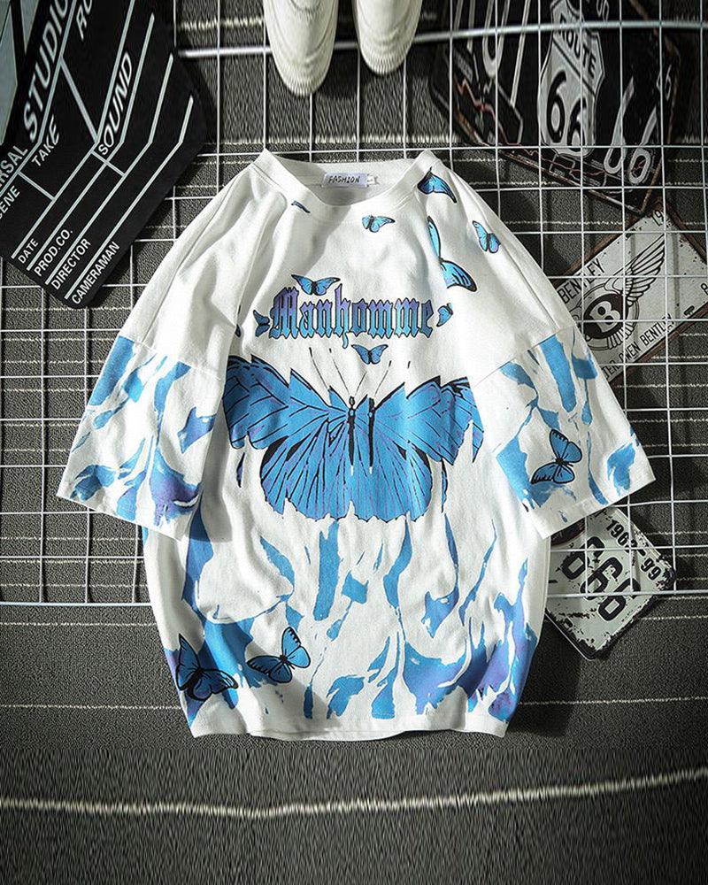 Bold Butterfly Street Style Tee -  street style - Oversized Butterfly Print T-Shirt for Street Style