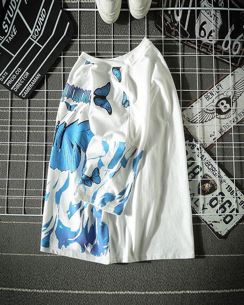 Bold Butterfly Street Style Tee -  urban streetwear - Oversized Butterfly Print T-Shirt for Street Style