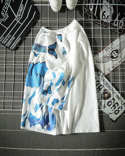 Bold Butterfly Street Style Tee -  urban streetwear - Oversized Butterfly Print T-Shirt for Street Style