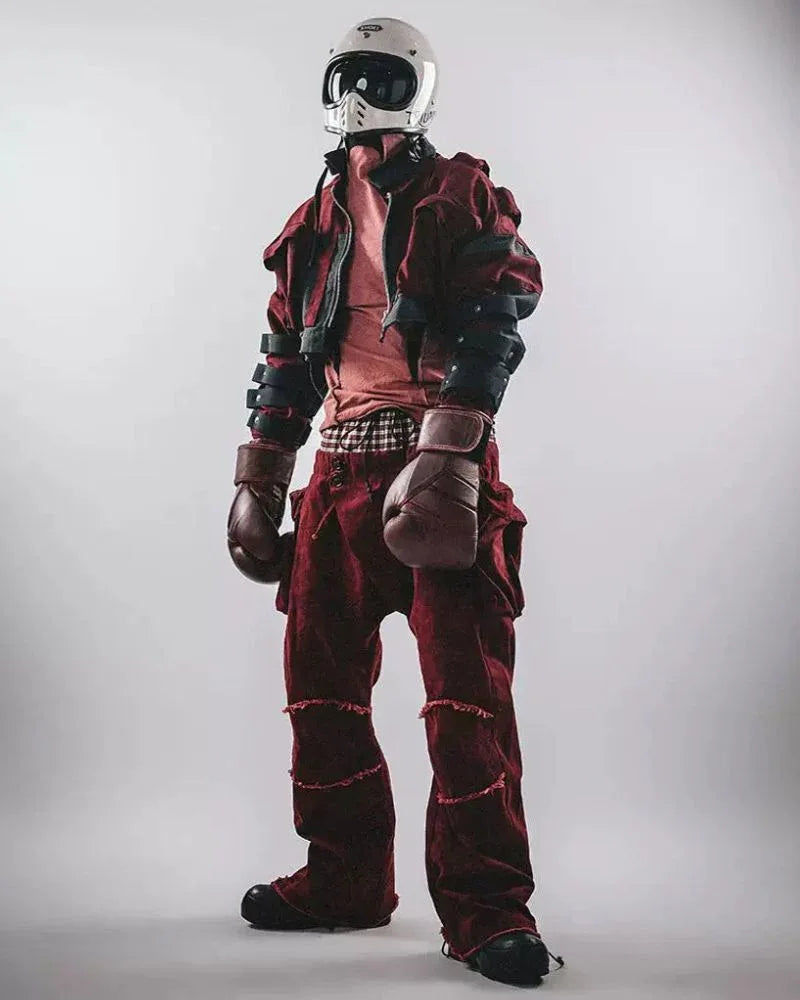 Bold Crimson Boxing Jacket -  techwear - Bold Crimson Boxing Jacket for Stylish Athletes