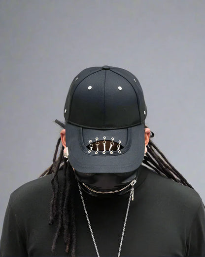 Bold Hollow Chain Black Cap -  baseball cap - Bold Hollow Chain Black Cap for Street Style