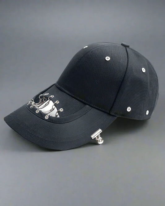 Bold Hollow Chain Black Cap - black cap - Bold Hollow Chain Black Cap for Street Style