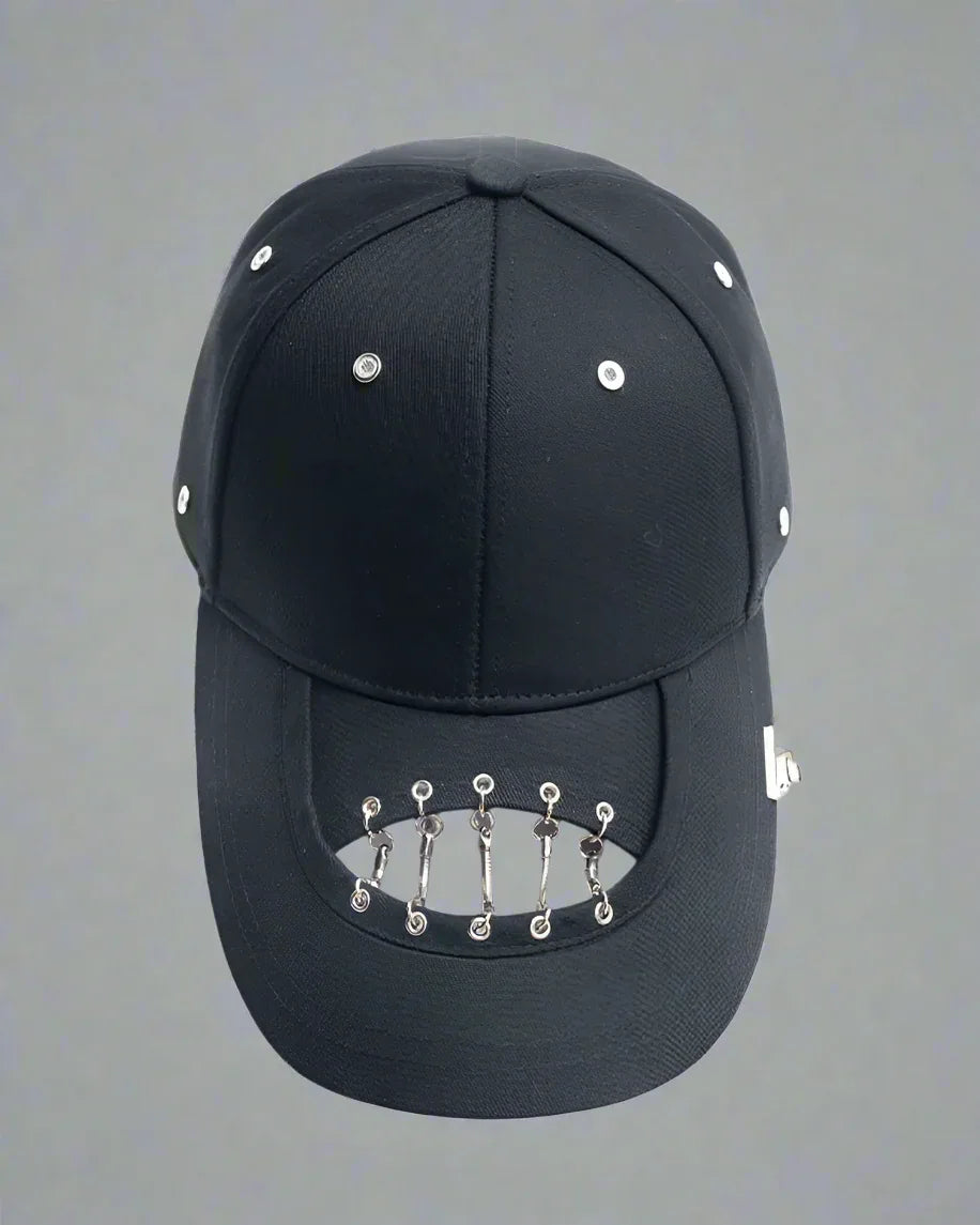 Bold Hollow Chain Black Cap -  hollow chain - Bold Hollow Chain Black Cap for Street Style