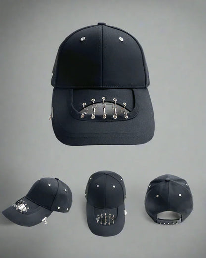 Bold Hollow Chain Black Cap -  unique style cap - Bold Hollow Chain Black Cap for Street Style