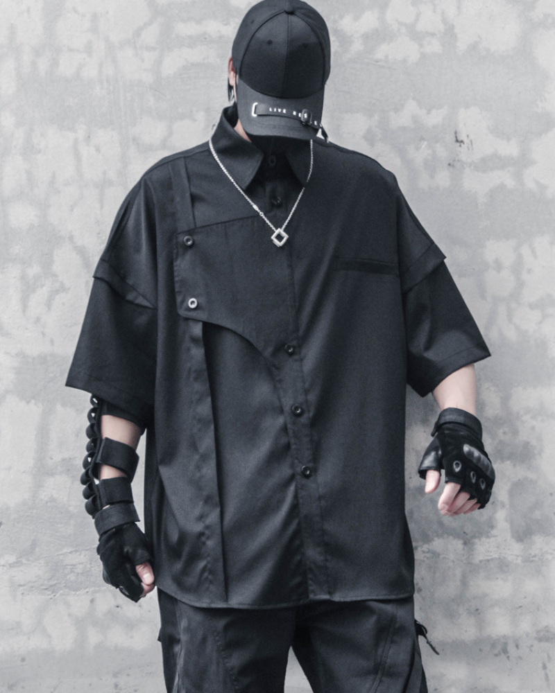 Bold Oversized Urban Shirt -  black shirt - Bold Oversized Urban Shirt for Stylish Looks