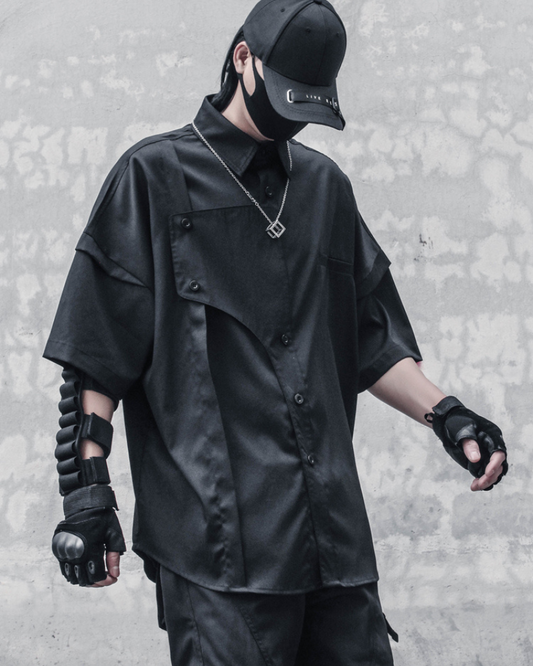 Bold Oversized Urban Shirt - stylish techwear shirt - Bold Oversized Urban Shirt for Stylish Looks