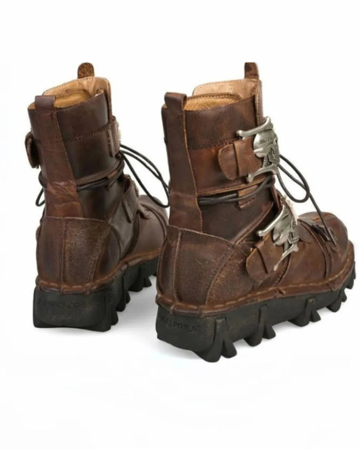Bold Skull Biker Boots -  punk style - Skull Design Biker Boots for Unisex Riders
