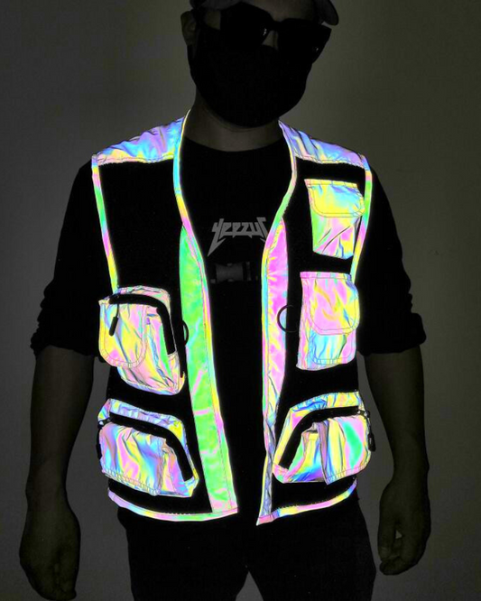 Bright Reflective Utility Vest - reflective polyester vest - Reflective Utility Vest for Stylish Streetwear