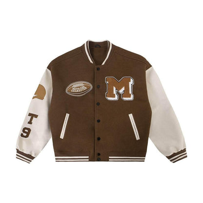 Brown varsity jacket -  streetwear - Stylish Brown Varsity Jacket for Casual Looks