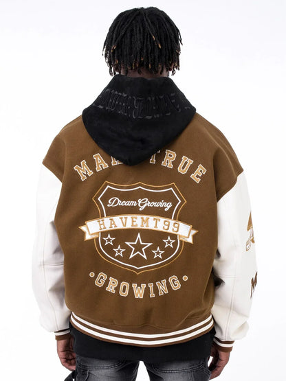 Brown varsity jacket - unisex varsity jacket - Stylish Brown Varsity Jacket for Casual Looks