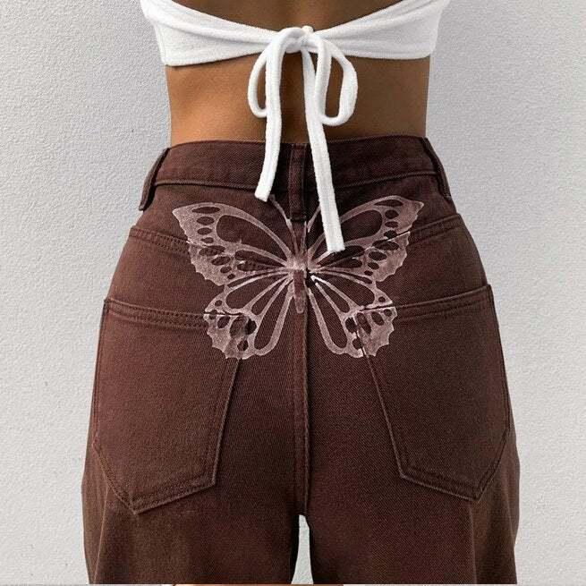 Butterfly Pants - y2k-core - Trendy Butterfly Pants for Unisex Streetwear