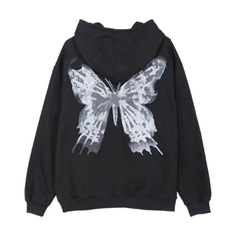Butterfly Sweatshirt - butterfly sweatshirt - Y2K Butterfly Zipped Sweatshirt for Comfortable Style