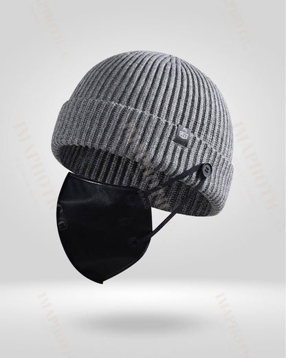 Buttoned Rib Knit Beanie -  soft wool knit - Stylish Buttoned Rib Knit Beanie for Winter