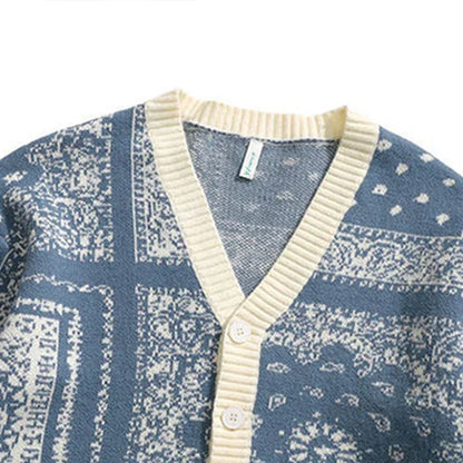 Cardigan Bandana -  casual streetwear style - Y2K Bandana Cardigan for Retro Fashion Lovers