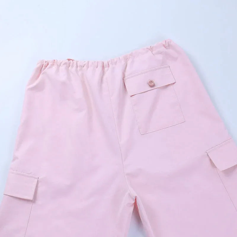 Cargo parachute pink -  unisex clothing - Pink Cargo Parachute Pants for Trendy Style