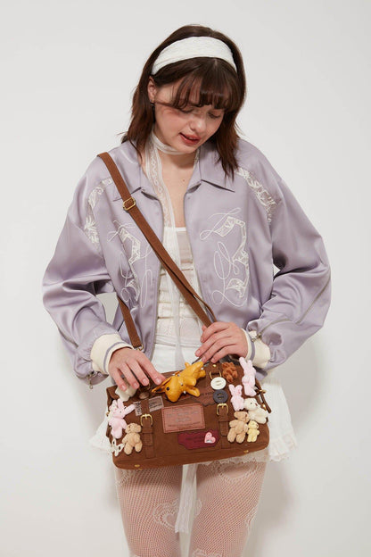 Charming Animal Shoulder Bag -  faux suede bag - Plush Animal Shoulder Bag with Versatile Style