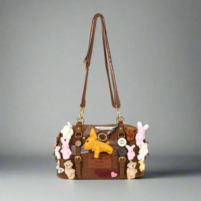 Charming Animal Shoulder Bag - maximalist shoulder bag - Plush Animal Shoulder Bag with Versatile Style