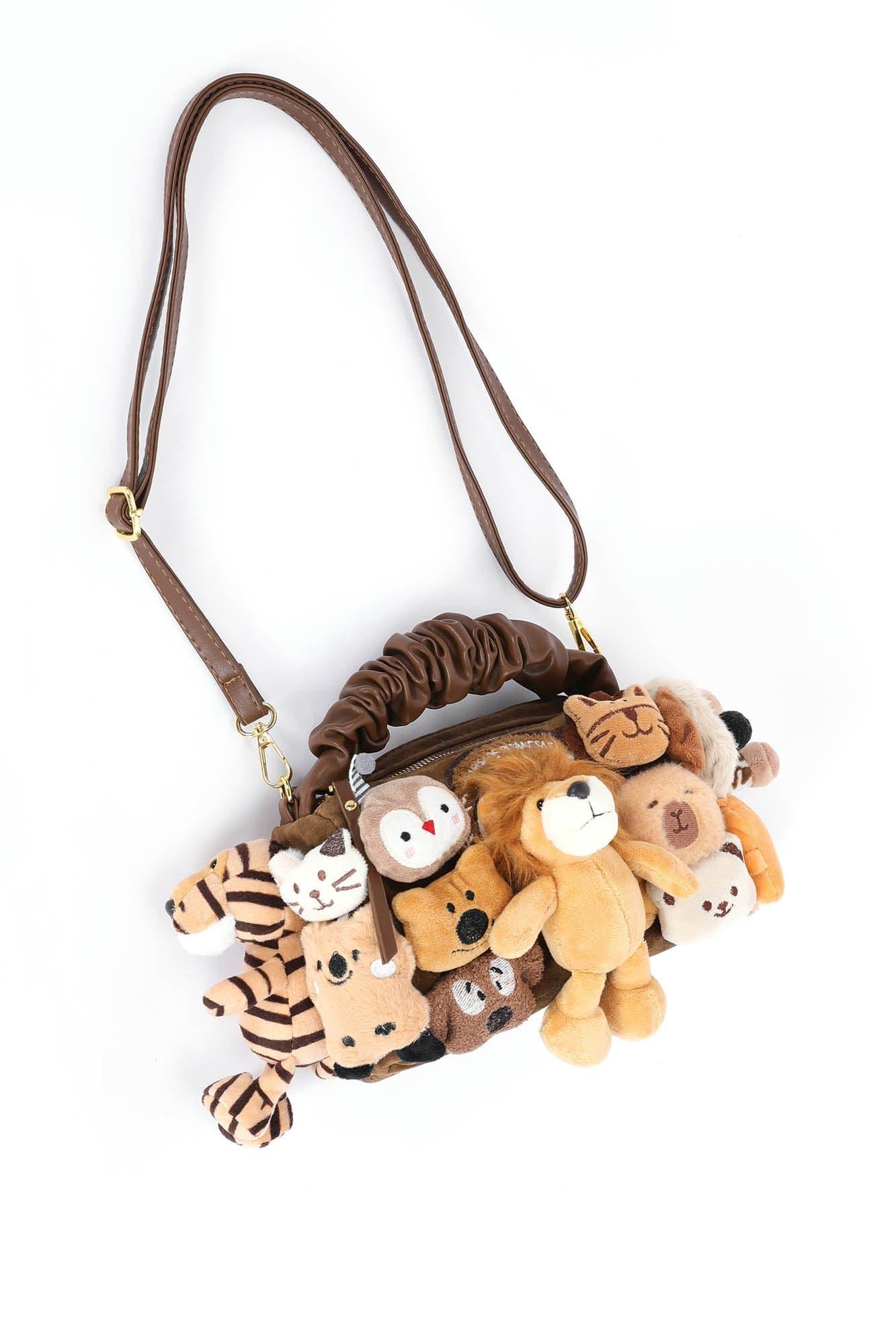 Charming Stuffed Animal Carrier -  adjustable strap - Plush Forest Friends Stuffed Animal Carrier