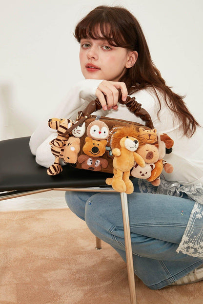 Charming Stuffed Animal Carrier -  forest creatures - Plush Forest Friends Stuffed Animal Carrier