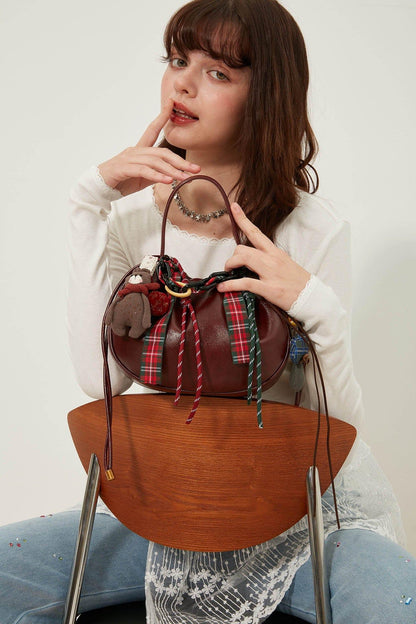Cherry Delight Ruched Bag -  red bag - Cherry Delight Ruched Handle Bag for Every Occasion