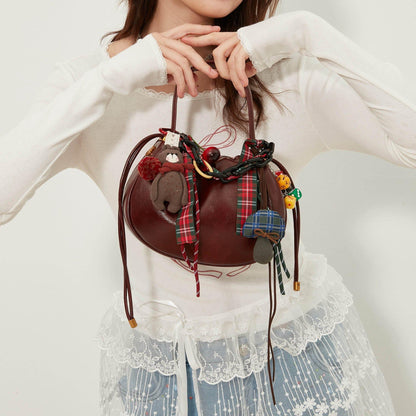 Cherry Delight Ruched Bag - ruched bag - Cherry Delight Ruched Handle Bag for Every Occasion