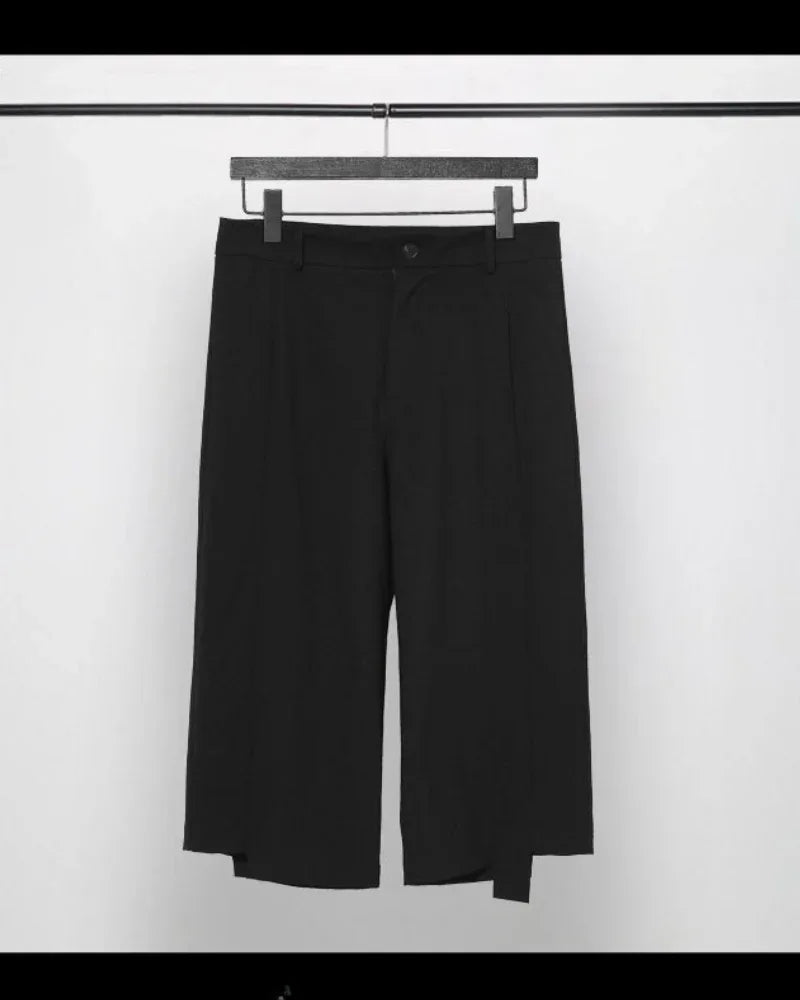 Chic Asymmetrical Capri Trousers -  comfortable fashion pants - Chic Asymmetrical Capri Trousers for Everyday Wear