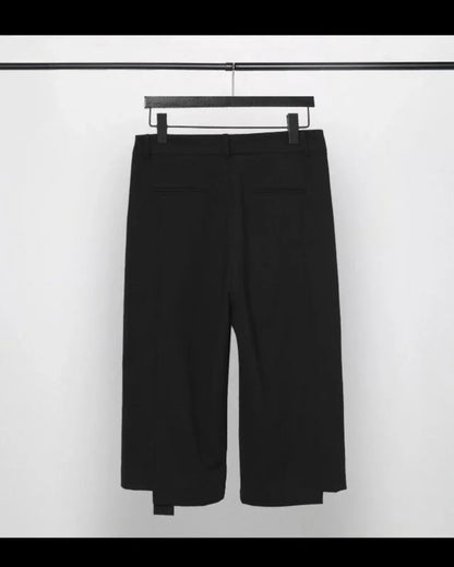 Chic Asymmetrical Capri Trousers -  comfortable pants - Chic Asymmetrical Capri Trousers for Everyday Wear