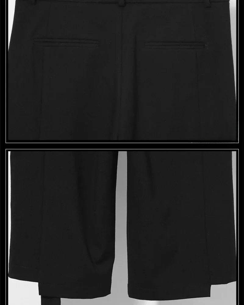 Chic Asymmetrical Capri Trousers -  techwear pants - Chic Asymmetrical Capri Trousers for Everyday Wear