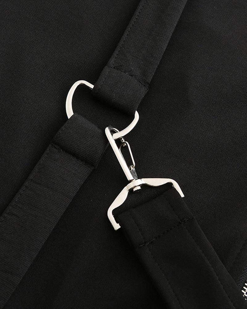 Chic Asymmetrical Long Tech Coat -  black coat - Chic Asymmetrical Long Tech Coat for Any Occasion