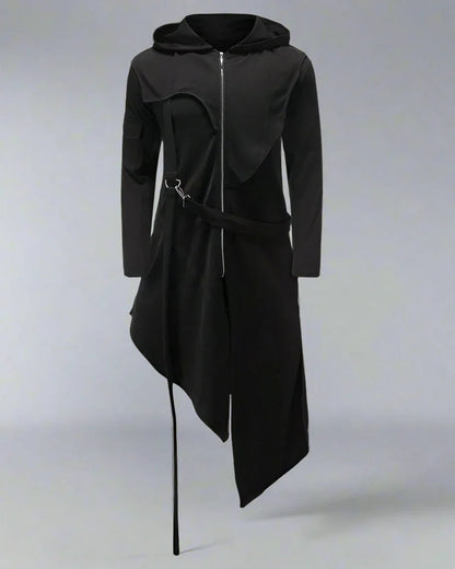 Chic Asymmetrical Long Tech Coat - futuristic aesthetic coat - Chic Asymmetrical Long Tech Coat for Any Occasion