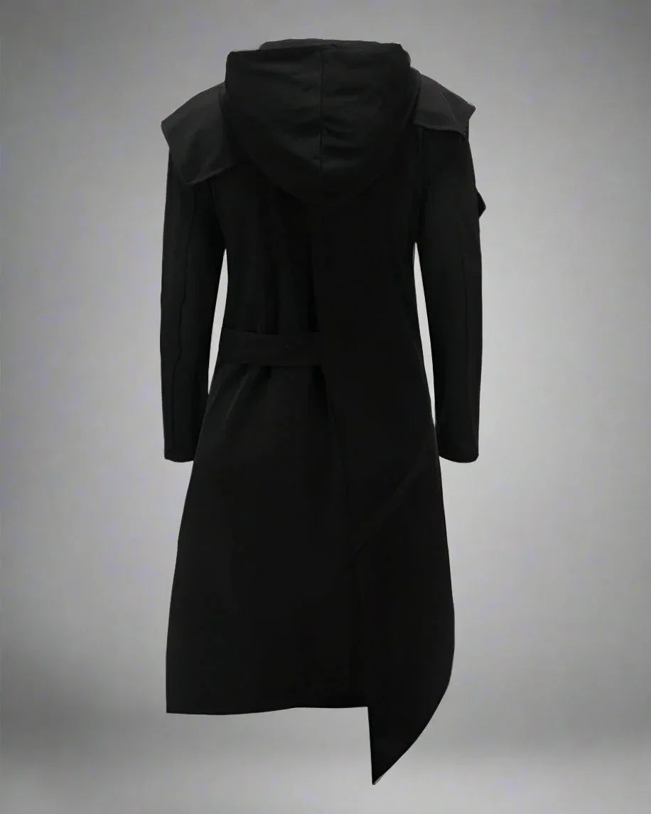 Chic Asymmetrical Long Tech Coat - techwear - Chic Asymmetrical Long Tech Coat for Any Occasion