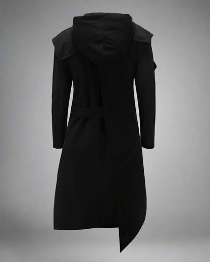 Chic Asymmetrical Long Tech Coat - techwear - Chic Asymmetrical Long Tech Coat for Any Occasion