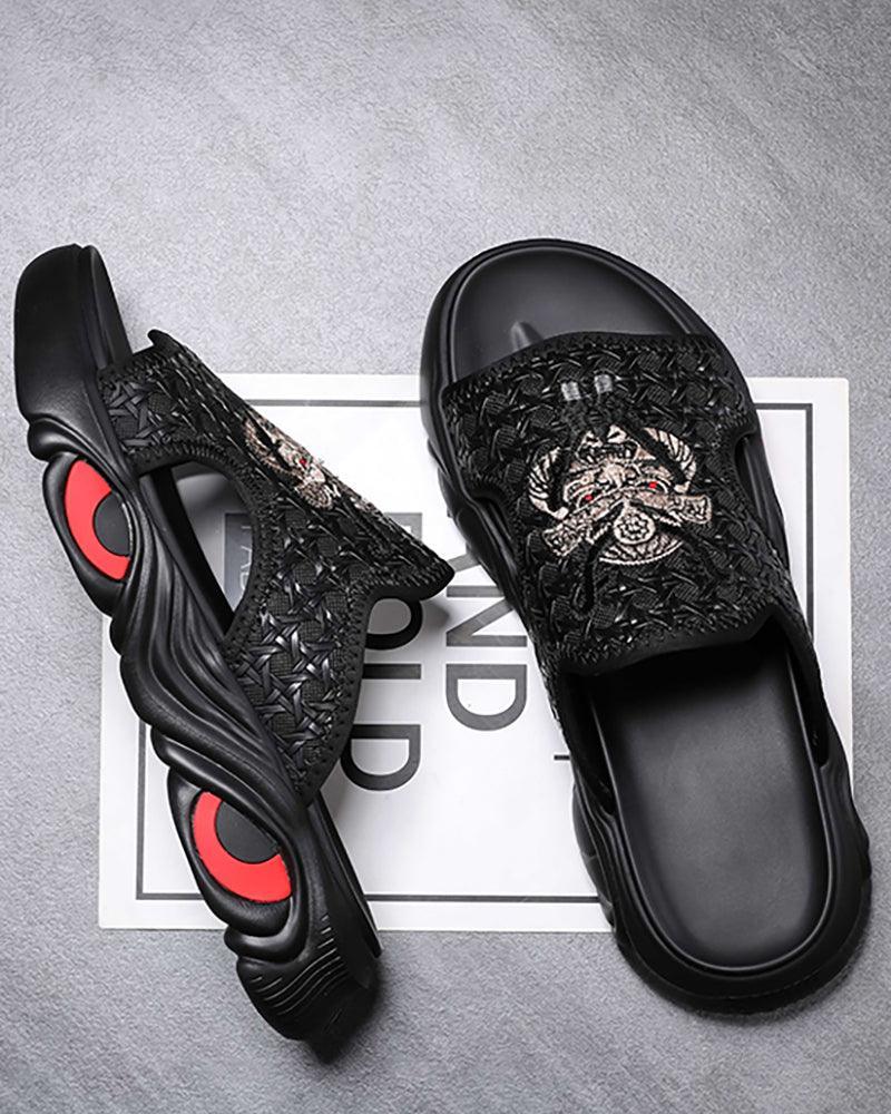 Chic Black Bullhead Slippers - black slippers - Chic Black Bullhead Slippers for Everyday Comfort