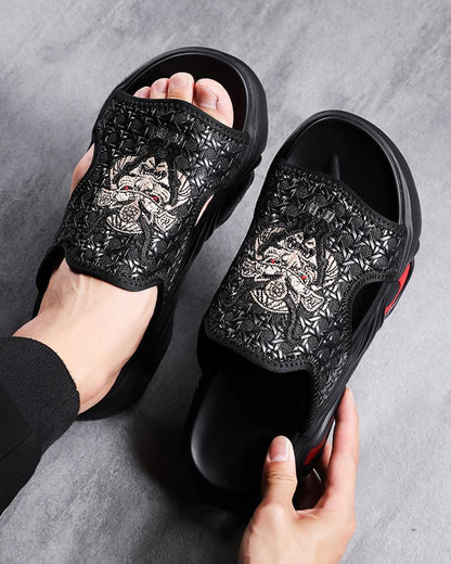 Chic Black Bullhead Slippers -  bullhead slippers - Chic Black Bullhead Slippers for Everyday Comfort