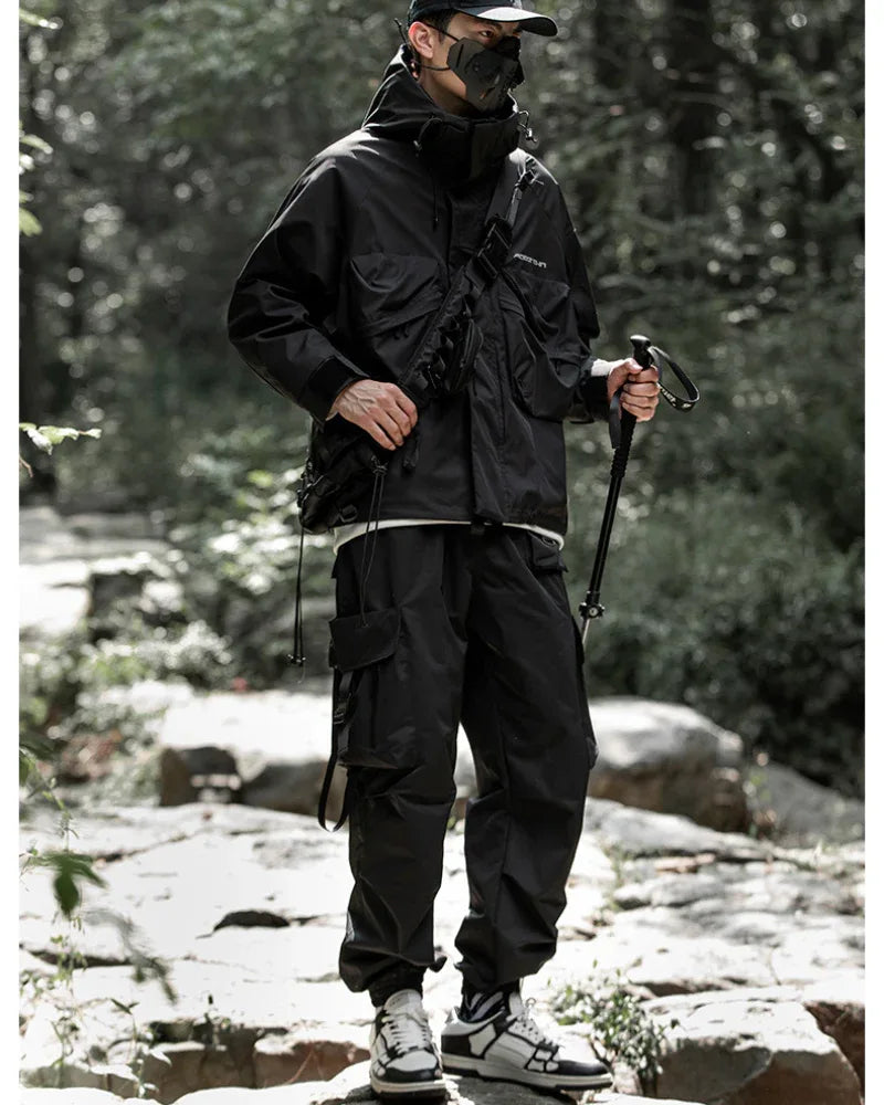 Chic Black Cargo Pants -  adjustable waistband - Stylish Black Cargo Pants with Functional Pockets