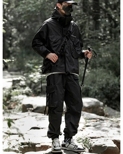 Chic Black Cargo Pants -  adjustable waistband - Stylish Black Cargo Pants with Functional Pockets
